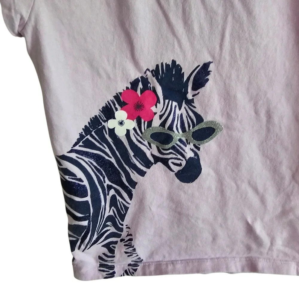 Gymboree Zebra Graphic Tee Cute Girly Top Short‎ Sleeve Purple L